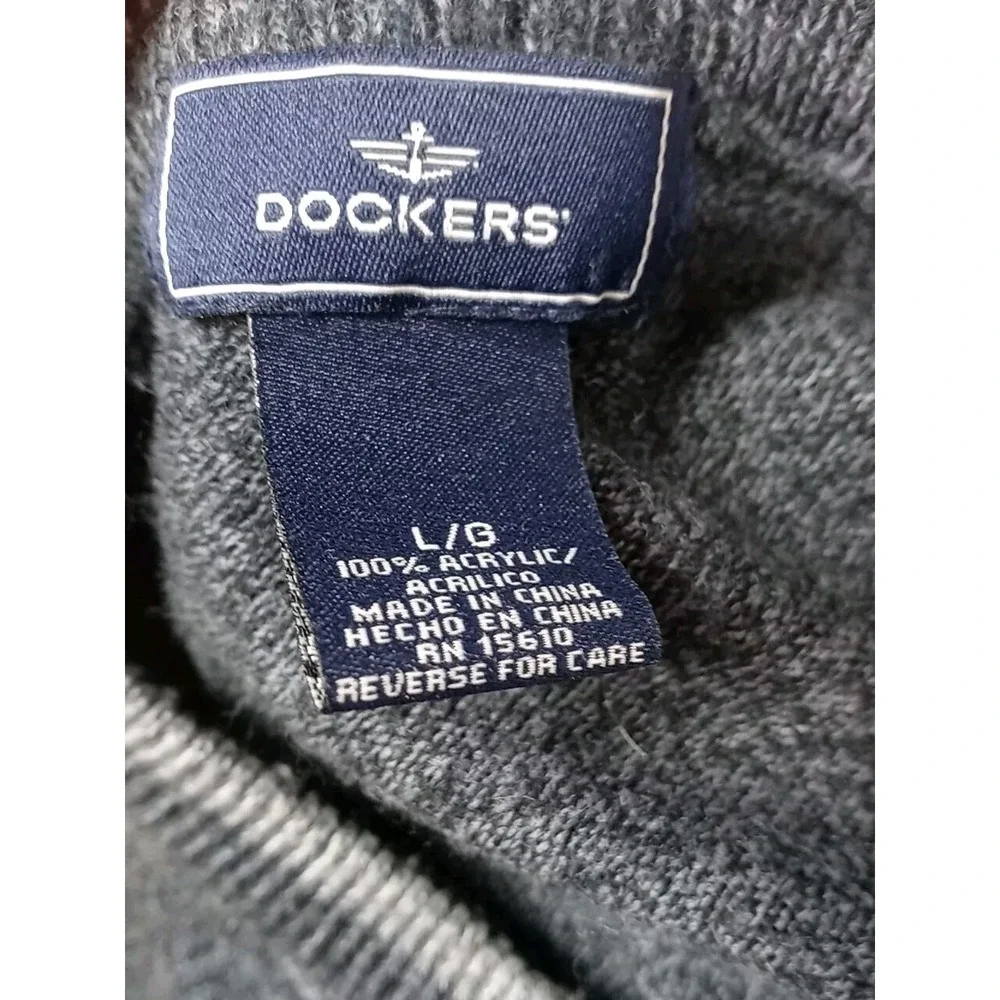 Vintage Dockers Sweater Men's Size Large Dark Gray Light Weight Sweater Pullover